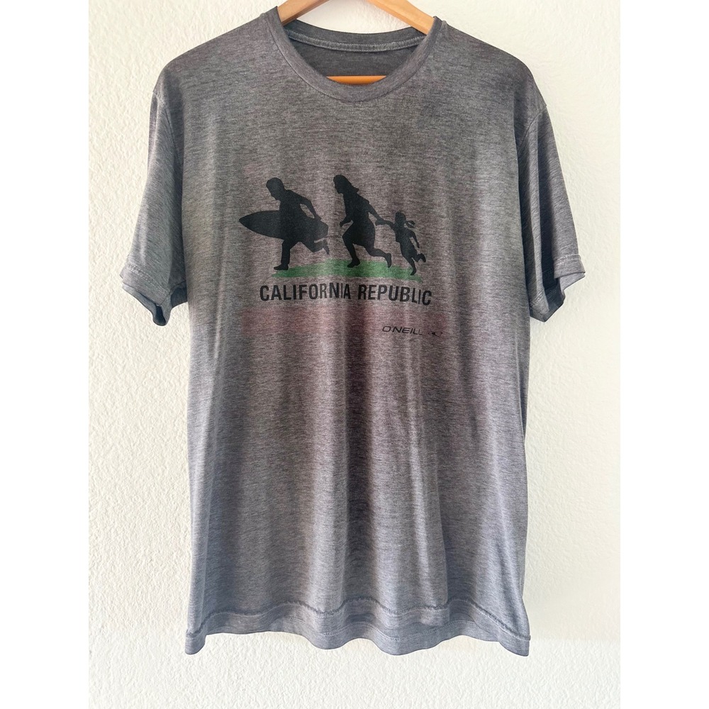 O'Neill California Republic Surf Graphic T-Shirt Mens Gray Heather Short Sleeve
